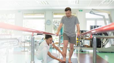 Patient receiving rehab after injury